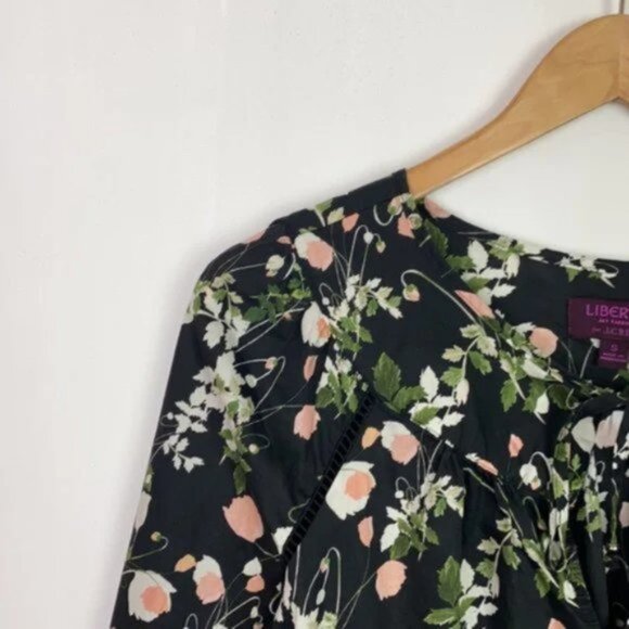 J.Crew x Liberty S Blouse Poppy Dream Print Black Pink Green - Picture 6 of 11